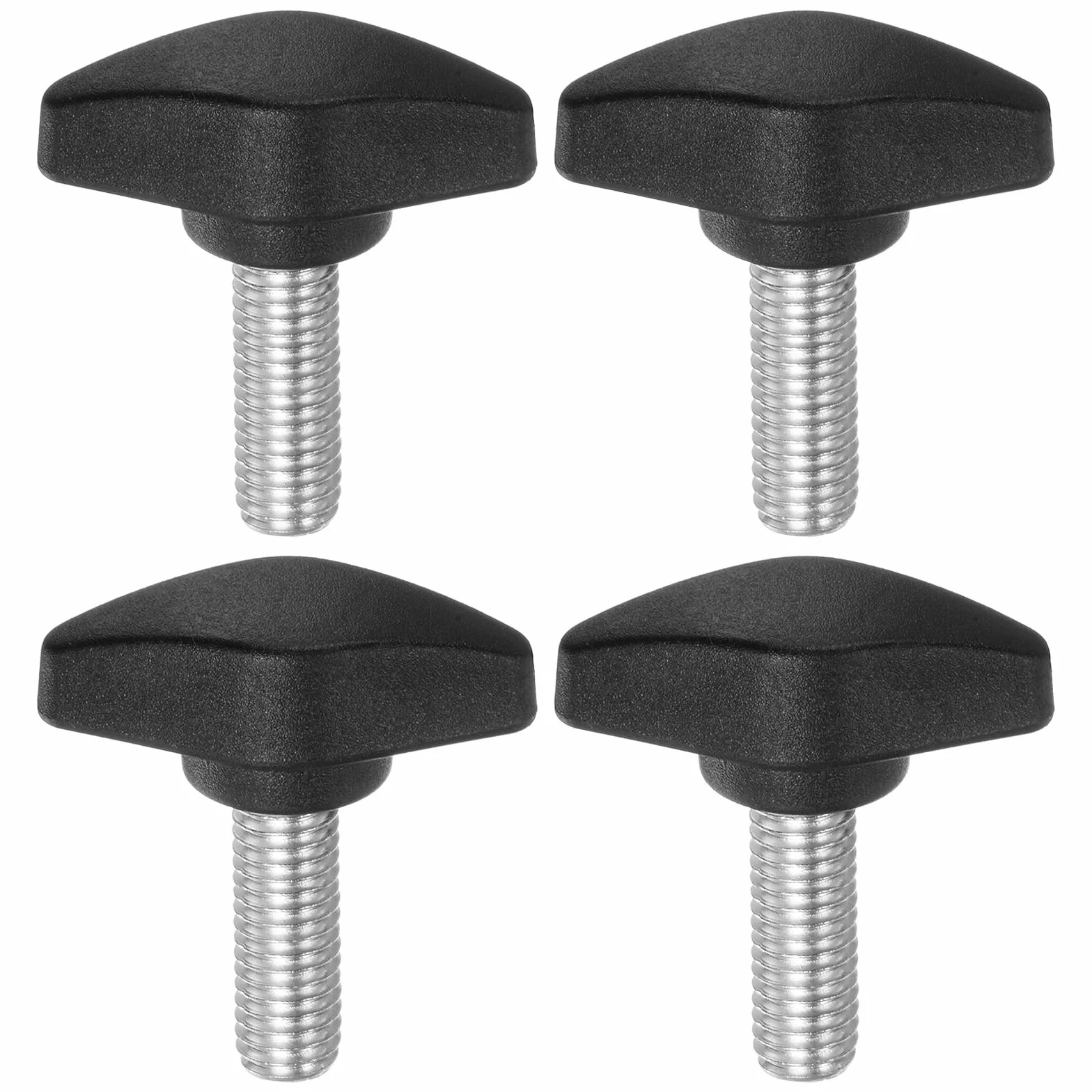 QUARKZMAN 4 sztuki gałek motylkowych T, śruby radełkowane, M8 x 20 mm, standardowy gwint zewnętrzny, guziki T z tworzywa sztucznego, uchwyty, gałki zaciskowe, uchwyt śruby radełkowane, czarne