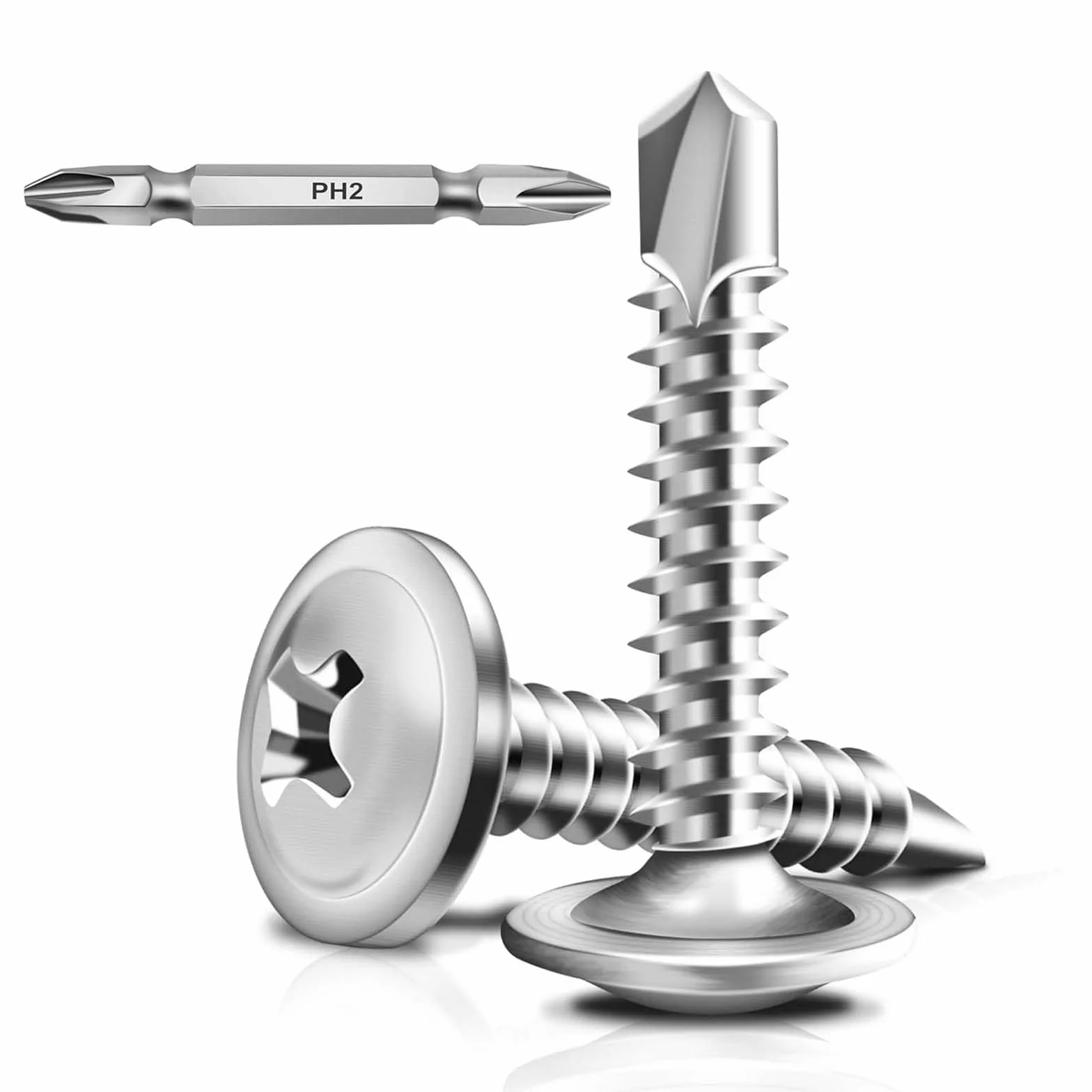 50 sztuk śrub do blach 4,2 x 16 mm, śruby wiertnicze, śruby samogwintujące ze stali nierdzewnej, śruby z gniazdem krzyżakowym, z końcówką śrubokręta