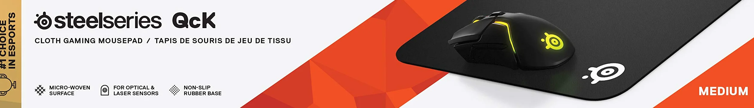 SteelSeries QcK Podkładka pod mysz do gier - średnia gruba tkanina - śledzenie szczytu i stabilność - czarna