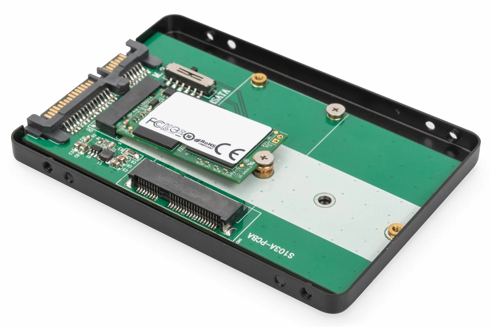 DIGITUS 2.5" adapter dysku twardego SATA do SSD M.2 mSATA SATA III 6 Gbit/s Czarny