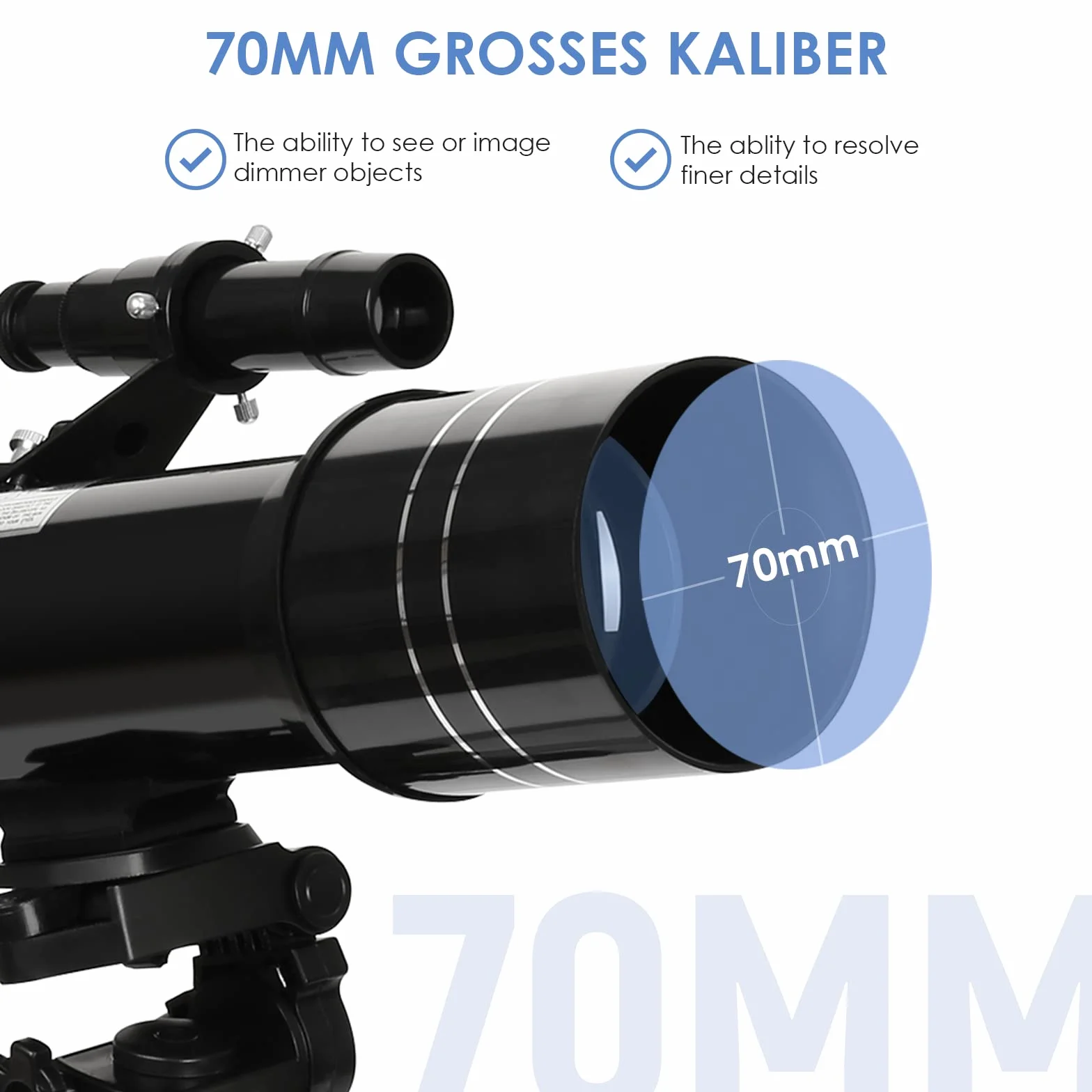 Teleskop astronomiczny z akromatycznymi okularami K25mm i K6mm