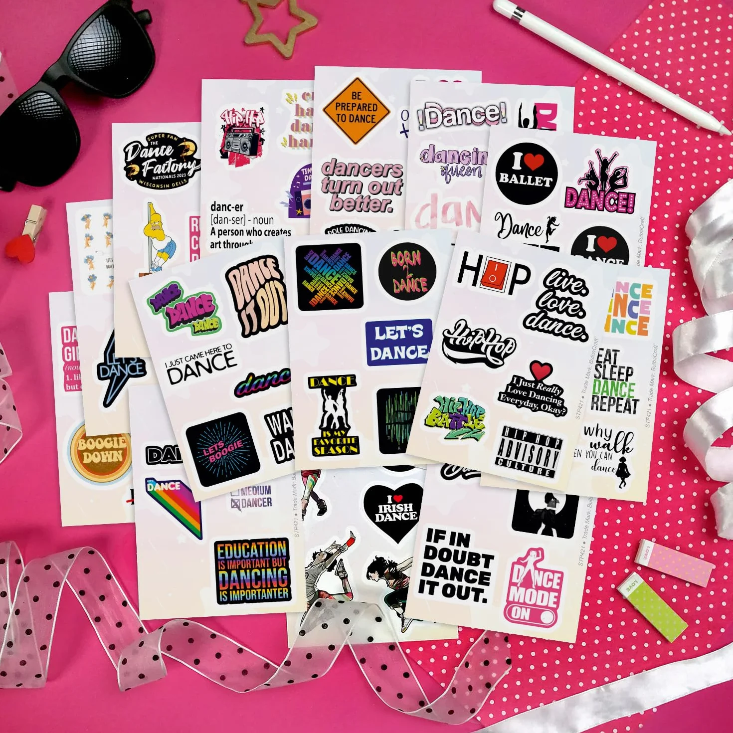 Naklejki Taniec na Butelki z Wodą, Naklejki do Scrapbookingu, Naklejki na Laptopa, Prezenty dla Tancerek i Nauczycieli Tańca - Dance Stickers