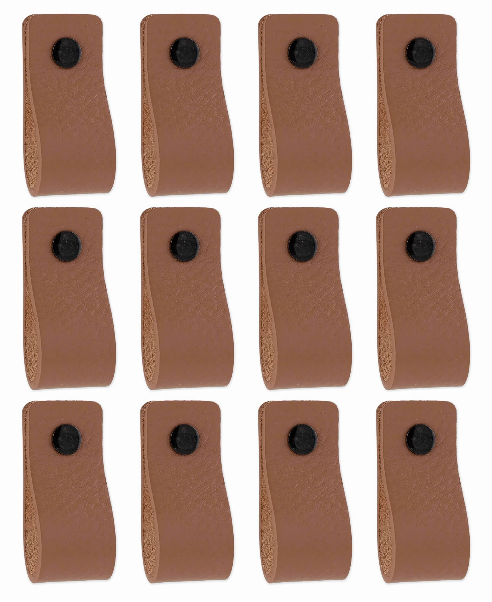 Brute Strength – Skórzane uchwyty meblowe – 12,5 x 2,5 cm – Taupe – 24 szt. | Uchwyty do szafek, szuflad i komód z pełnoziarnistej skóry; do kuchni, łazienki i mebli drewnianych