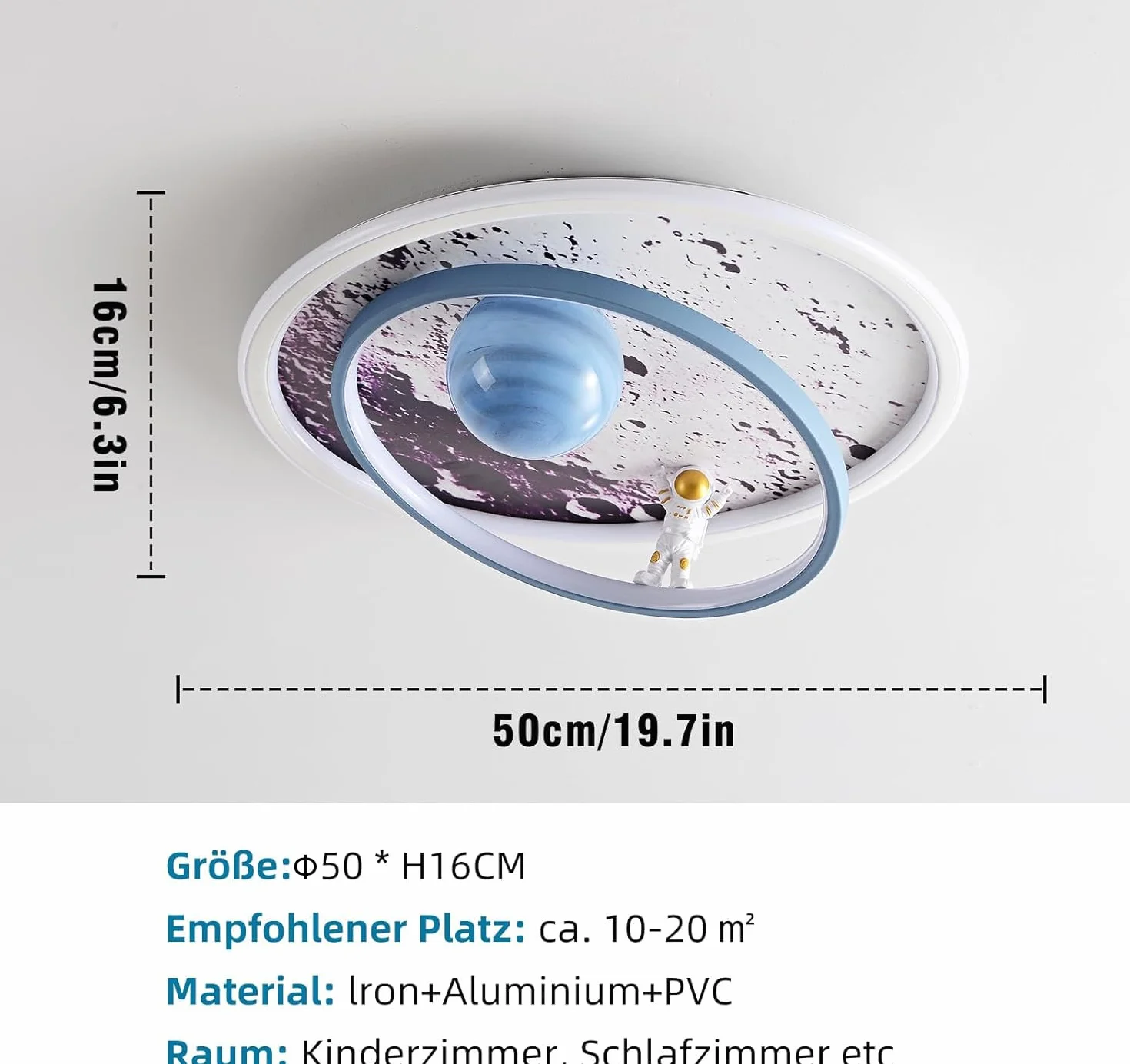 Lampa sufitowa do pokoju dziecięcego, ściemniana, lampa sufitowa LED, księżyc, astronauta, lampa sufitowa z pilotem zdalnego sterowania, dla dzieci, dziewczynek, chłopców, do salonu, sypialni, pokoju