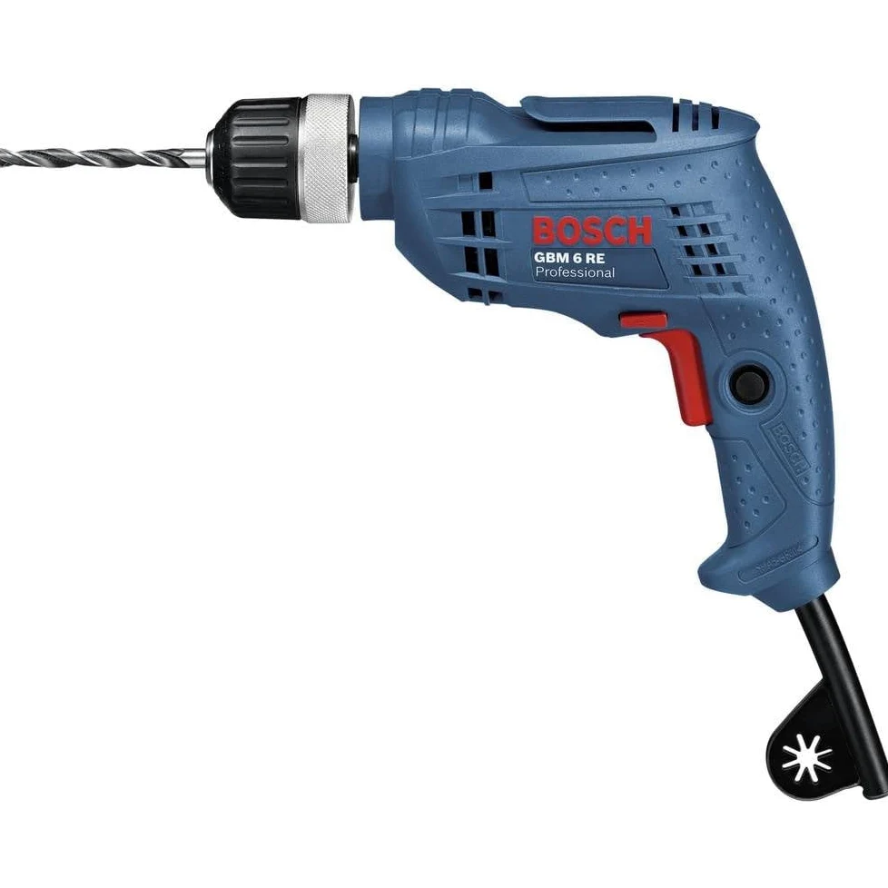 Bosch Professional: wiertarka GBM 6 RE (moc znamionowa 350 W, Ø wiercenia w drewnie 15 mm, Ø wiercenia w stali 6.5 mm, szybkozaciskowy uchwyt wiertarski 10 mm)