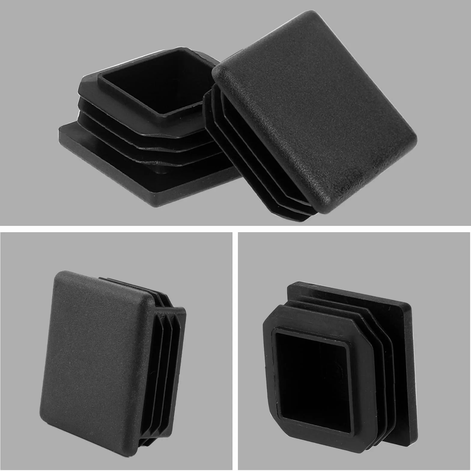 12 x zaślepka kwadratowa 40 x 40 mm, kolor czarny, do rur kwadratowych, wyrobów metalowych, krzeseł, półek