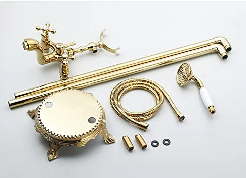 Bateria stojąca łazienkowa Golden Floor, typ telefonu, bateria wannowo-prysznicowa, zestaw prysznicowy mosiężny, luksusowy kran do wanny, typ koła, typ koła,Wheel Type