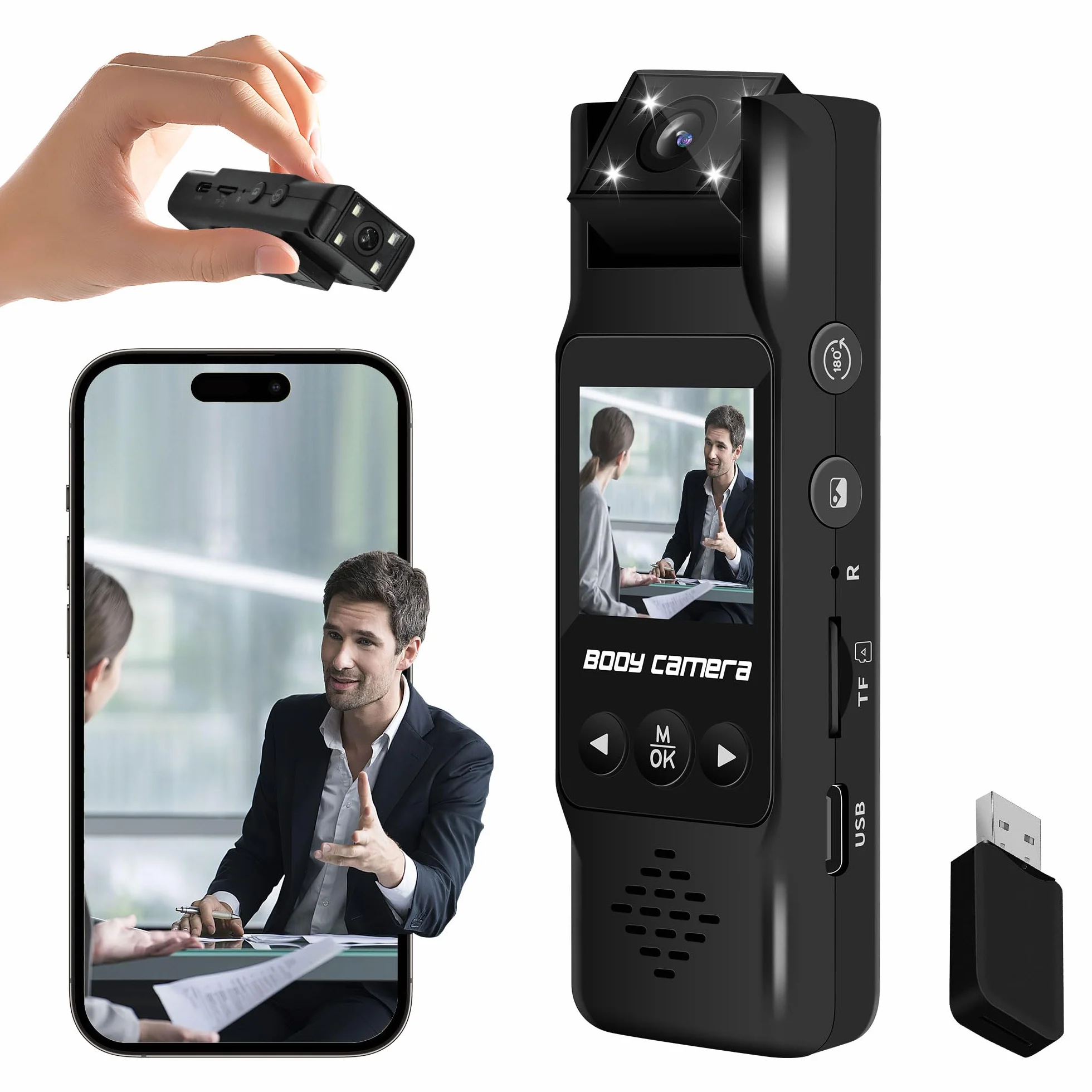 Małe kamery ciała WiFi,4K Mini Bodycam Kamera Ciała Rejestrator Wideo do Jazdy Na Rowerze,Ukryta Kamera Szpiegowska,Działa bez Internetu,Kamera Nadzoru z Nagrywaniem Wideo i Audio