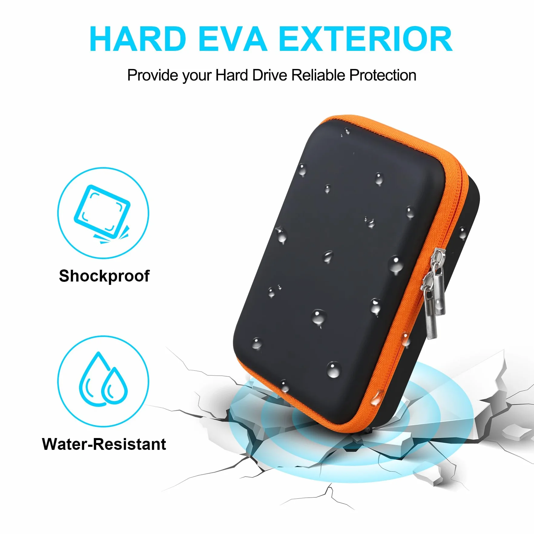 Lacdo Futerał na dysk twardy LaCie Rugged Mini Thunderbolt USB-C EVA Torba podróżna Czarna Orange
