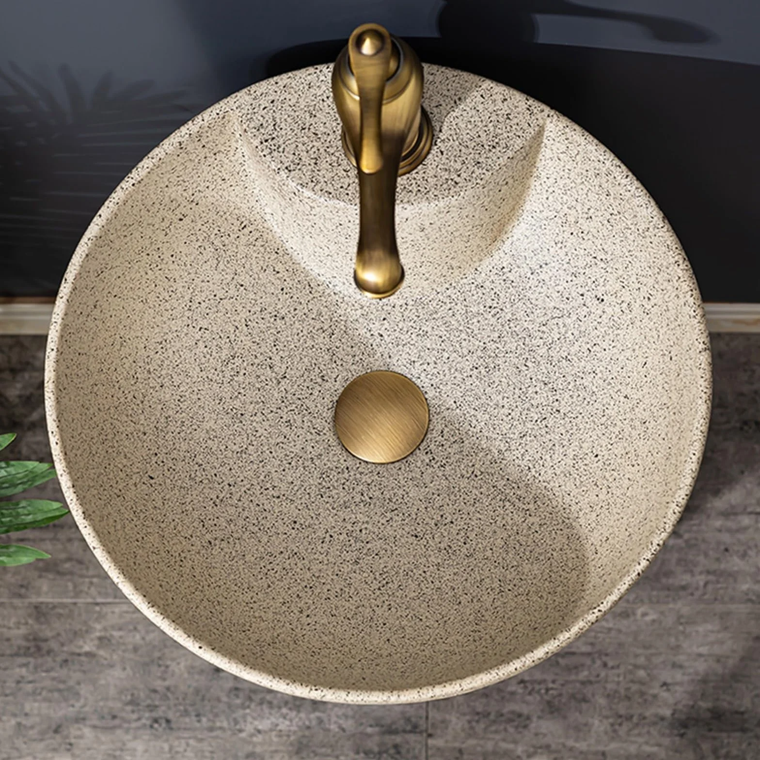 Umywalka stojąca ceramiczna, jednoczęściowa umywalka stojąca, na balkon, miedziany kran, odpływ pop-up, instalacja