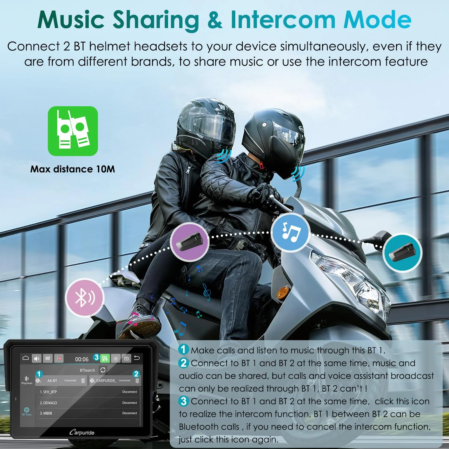 Carpuride W502S PRO Motorcycle GPS 5-calowy wodoodporny ekran dotykowy nawigacja