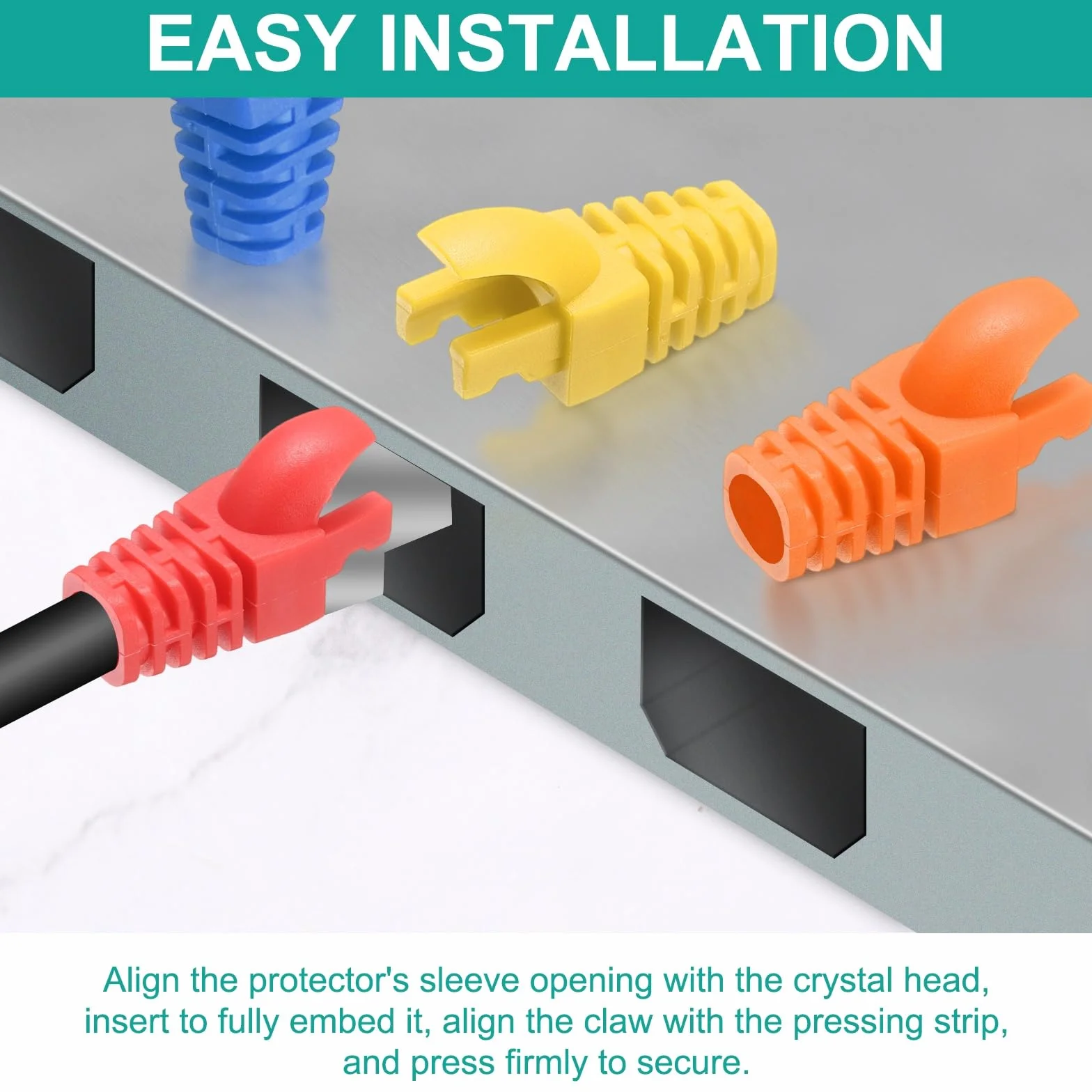 PATIKIL Osłona wtyczki RJ45 50 szt. Cat5 Cat5E Cat6 Cat7 kabel sieciowy czarna