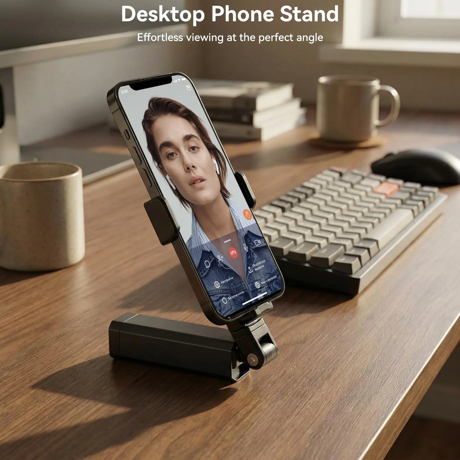 OTraki Aluminiowy Uchwyt na Telefon 360 Stopni Obracany Regulowany Podróżny Samolot Gadżet (szary)