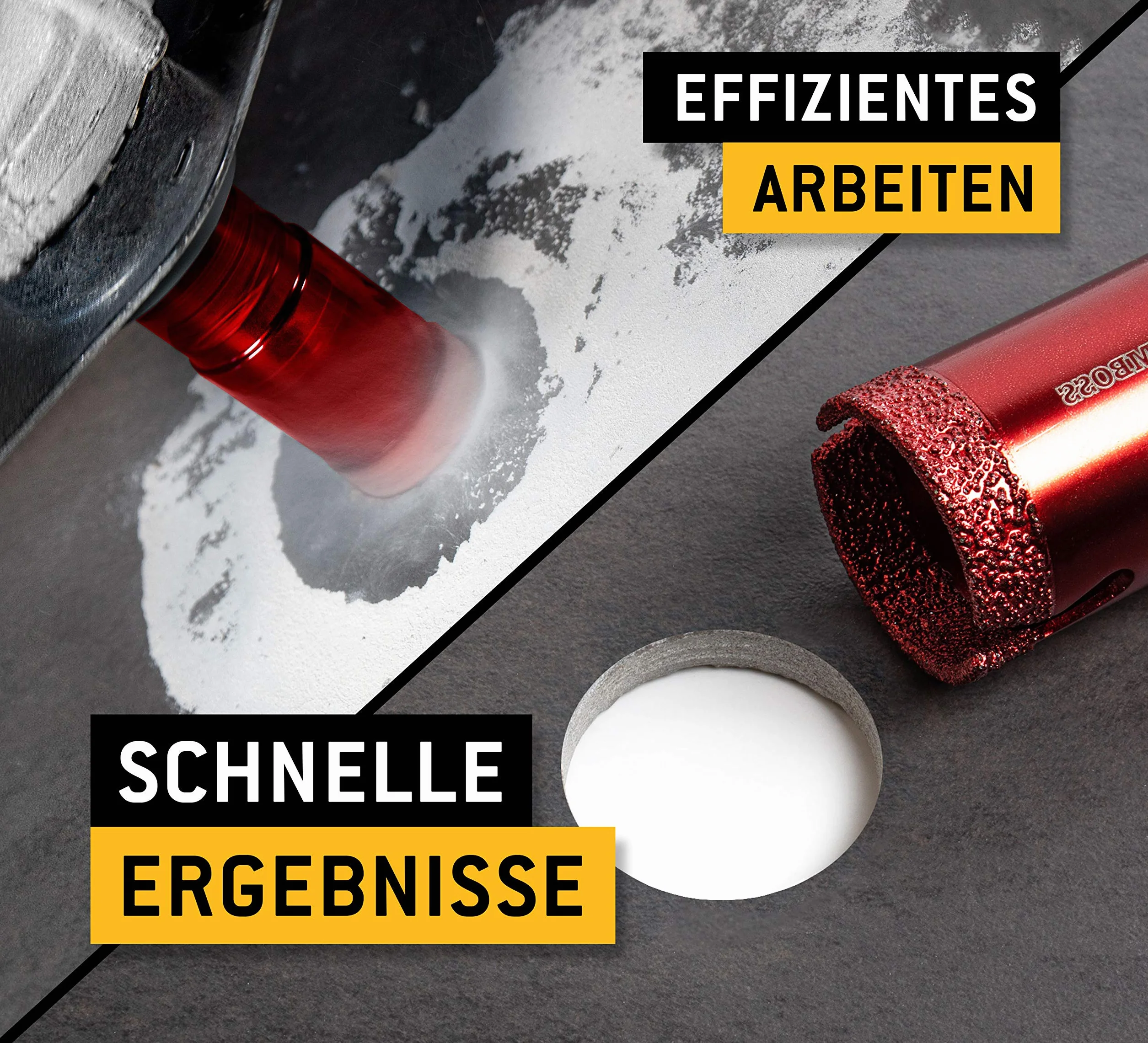 Amboss Red Edition M14 diamentowa koronka wiertnicza – do szlifierek kątowych – gresu, twardych płytek, granitu/idealna koronka wiertnicza na sucho (Ø 68 mm)