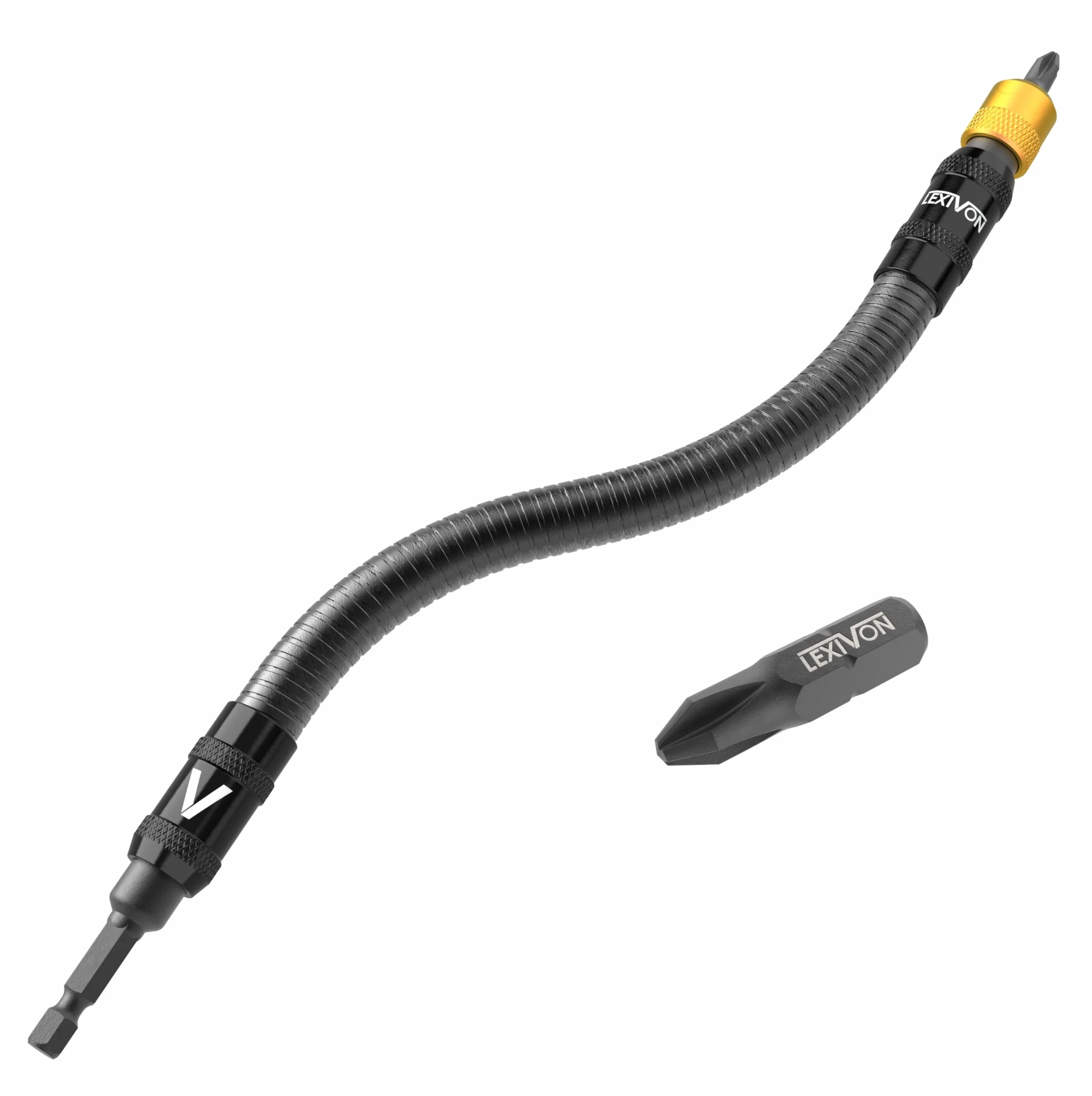 LEXIVON Uchwyt na wiertło, elastyczna przedłużka 30 cm, szybkozłączka z trzpieniem sześciokątnym 1/4″, do 3600 obr./min, gwarantowana wysoka wydajność (LX-501)