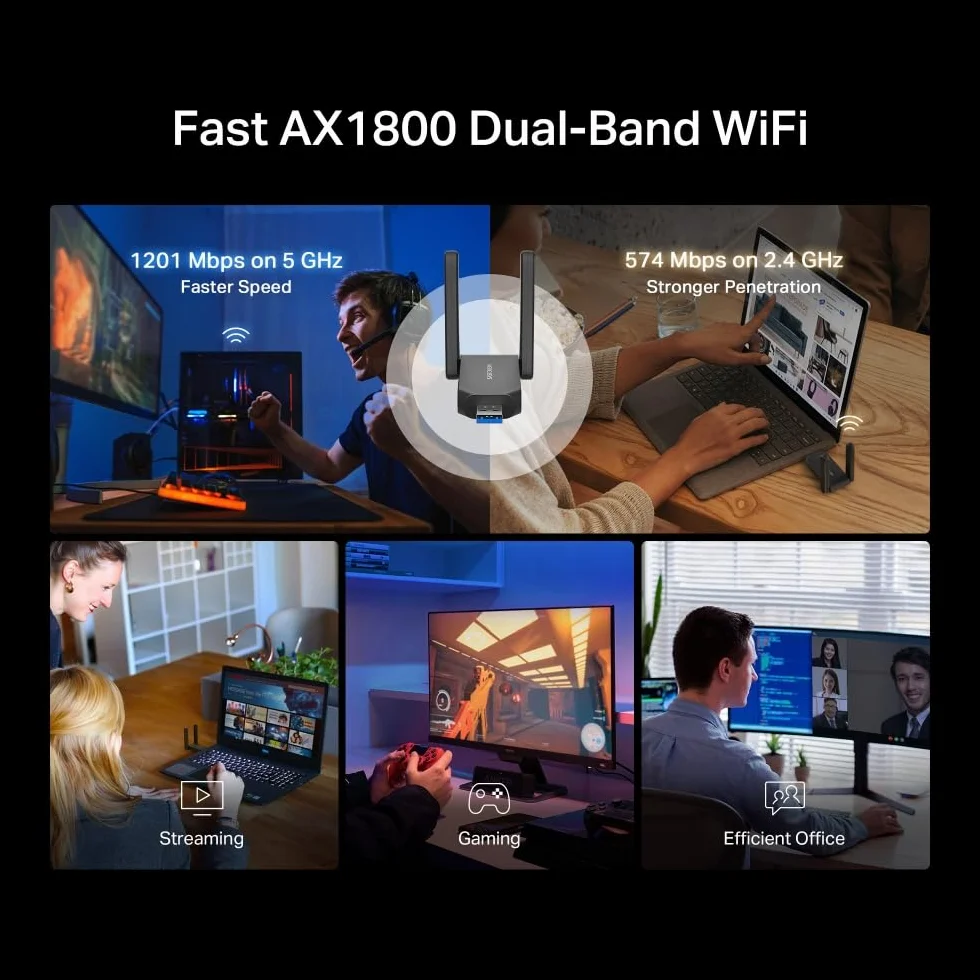 Mercusys MA72XH karta Wi-Fi AX1800 dwuzakresowa USB 3.0 WPA3 MU-MIMO Windows 11/10