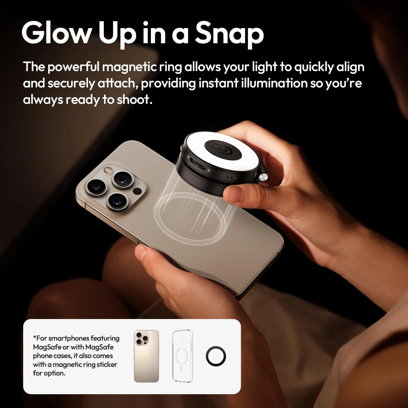 ULANZI LM23 Magnetyczna lampa pierścieniowa do selfie 360° Czarny