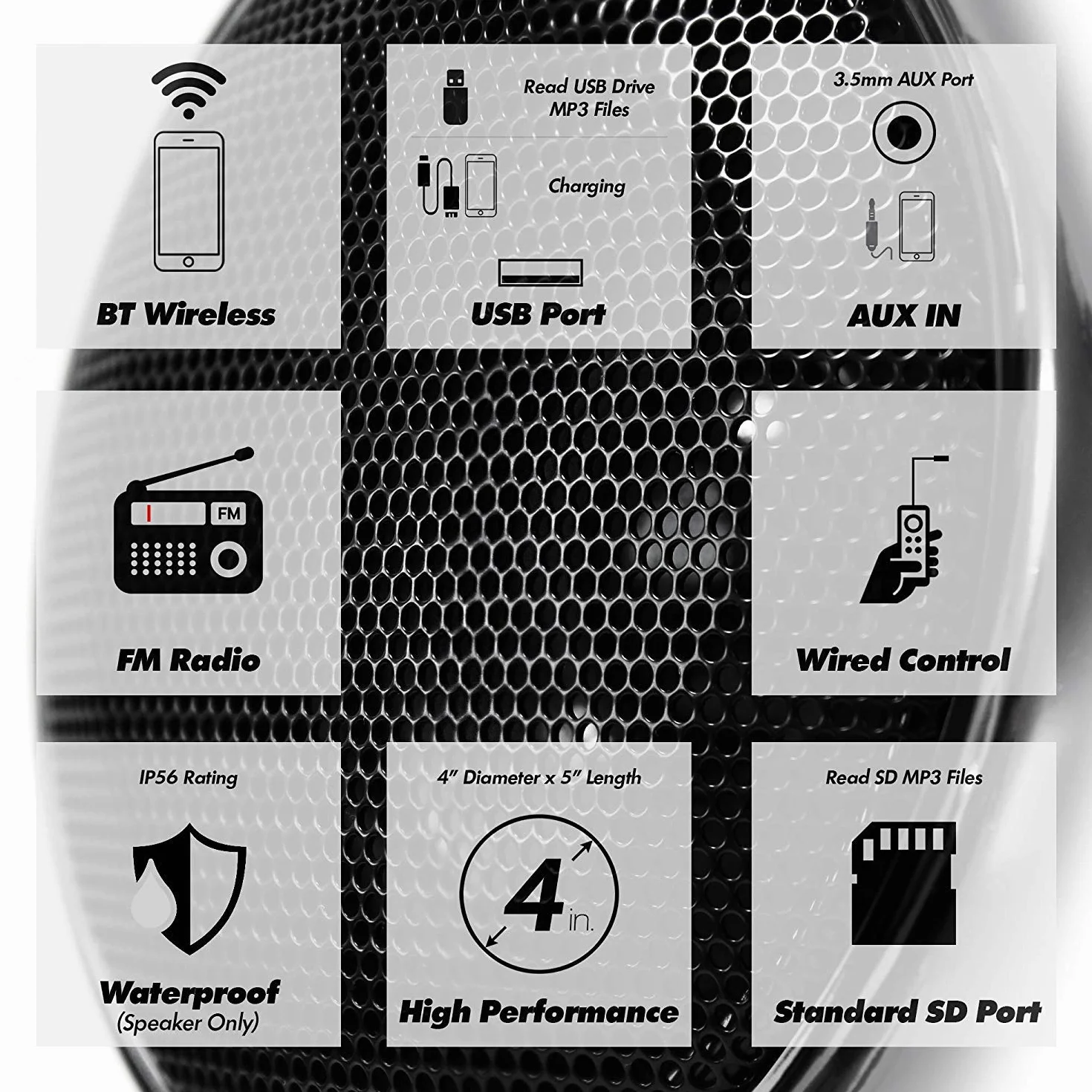 4-kanałowy wzmacniacz motocyklowy, 1000 W, 4 cale, pełny zakres, wodoodporny, Bluetooth, motocykl, głośniki stereo, system audio z AUX, USB, SD, FM, radio do kierownicy, 1–1,5 cala, Harley, Cruiser, ATV, UTV, chromowany, sieć