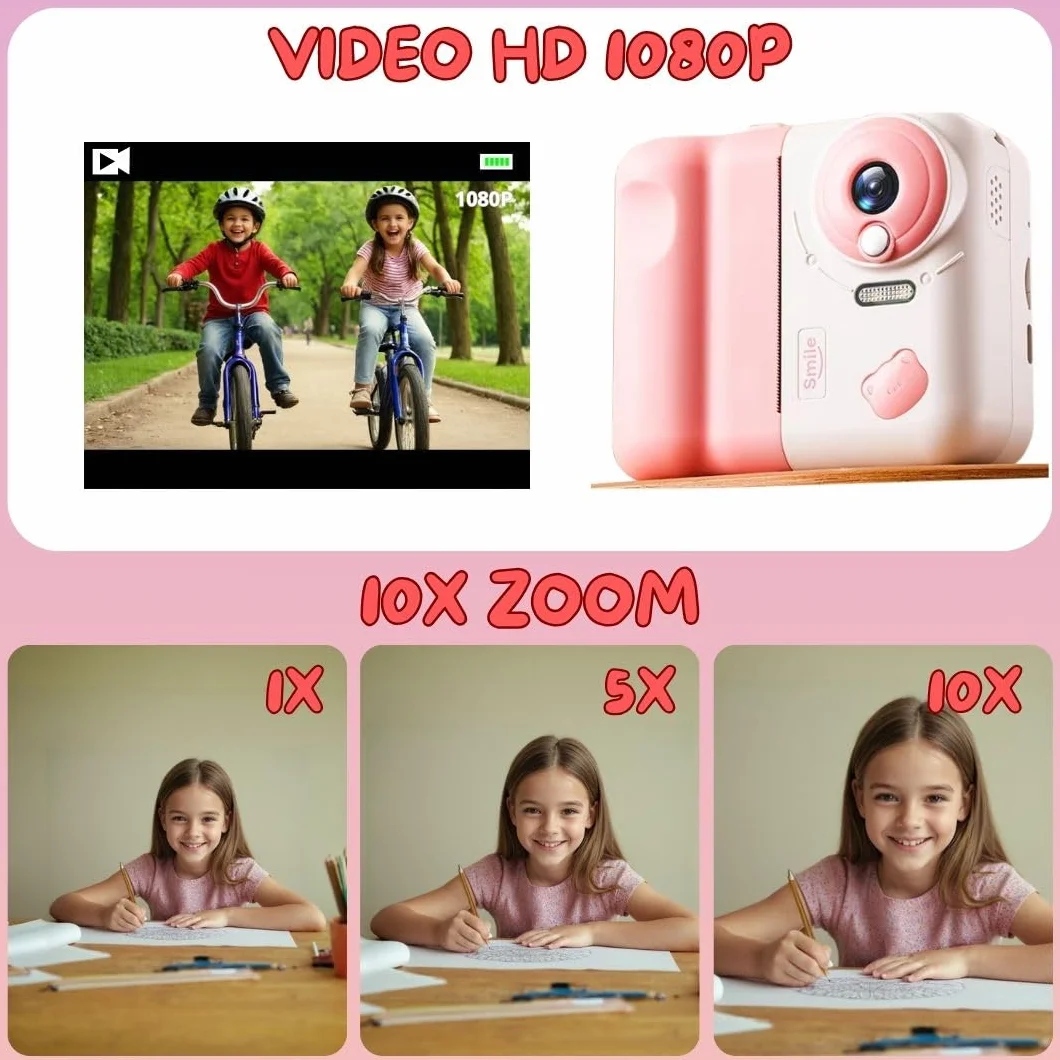 Aparat cyfrowy dla dzieci Instantanea SMILE ITEMS z natychmiastowym drukowaniem, 32 GB, różowy