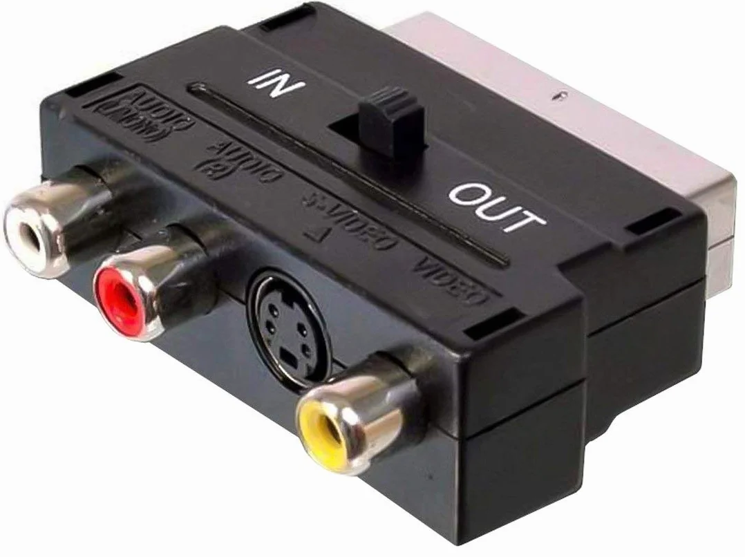 Adapter SCART-3x RCA + S-Video z Przełącznikiem Wejścia/Wyjścia