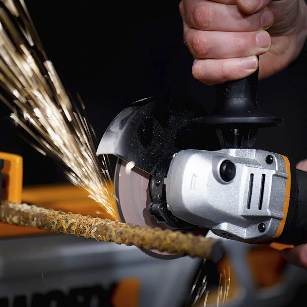 WORX WX803.9 Akumulatorowa Szlifierka Kątowa 20 V, Wydajna Szlifierka Kątowa o Średnicy Tarczy 125 mm, Bezpieczeństwo i Komfort, 2-Pozycyjny Regulowany Uchwyt, bez Akumulatora i Ładowarki