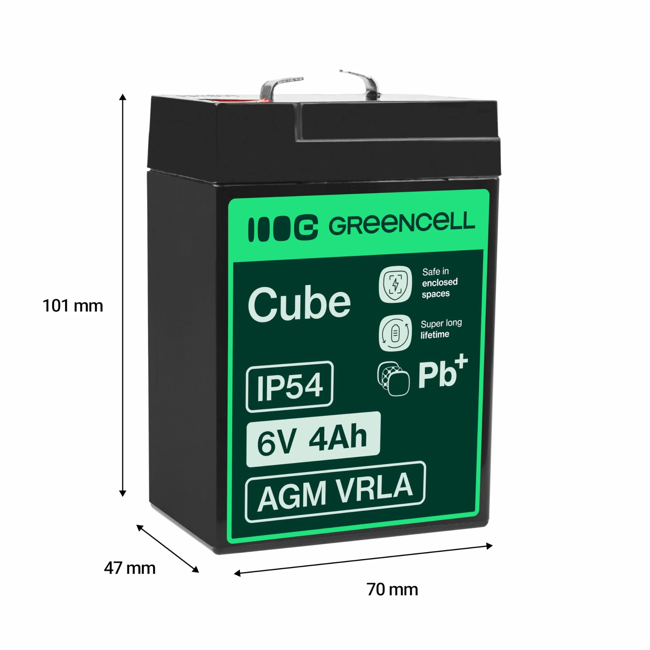 Green Cell AGM 6 V 4 Ah VRLA akumulator ołowiowy, akumulator ołowiowy, akumulator zastępczy, akumulator żelowy, akumulator akumulatorowy, odporny na cykle pracy, zabawka elektryczna, alarm, prąd