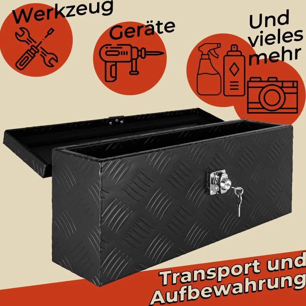 Trucky D015 skrzynka narzędziowa aluminiowa z pokrywką zamykana skrzynka transportowa 50 x 14 x 20 cm