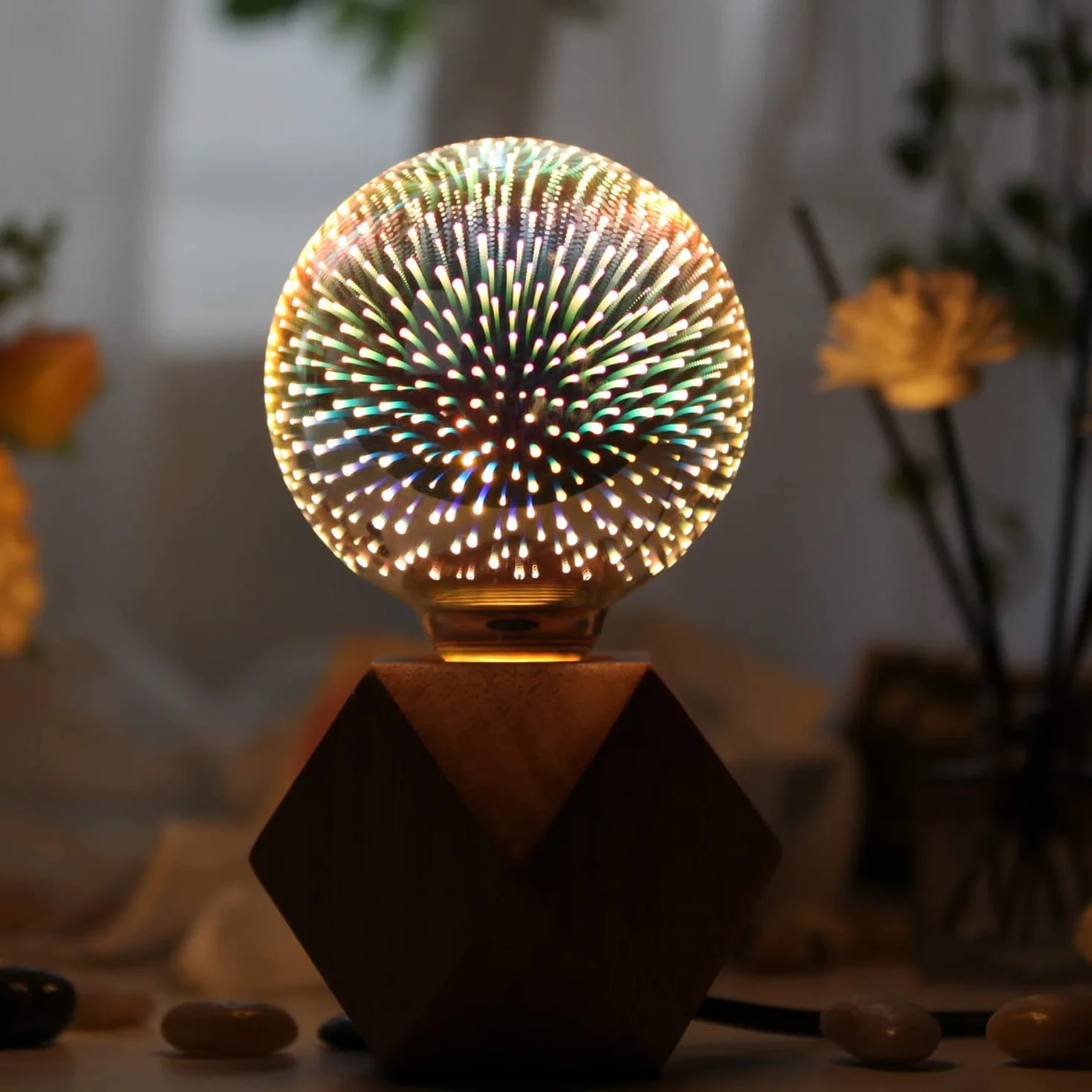 Klasyczna żarówka Edison 3D o wyglądzie fajerwerków, źródło światła LED, AC 85-240 V, E27, dekoracyjna żarówka (G95, srebrna)