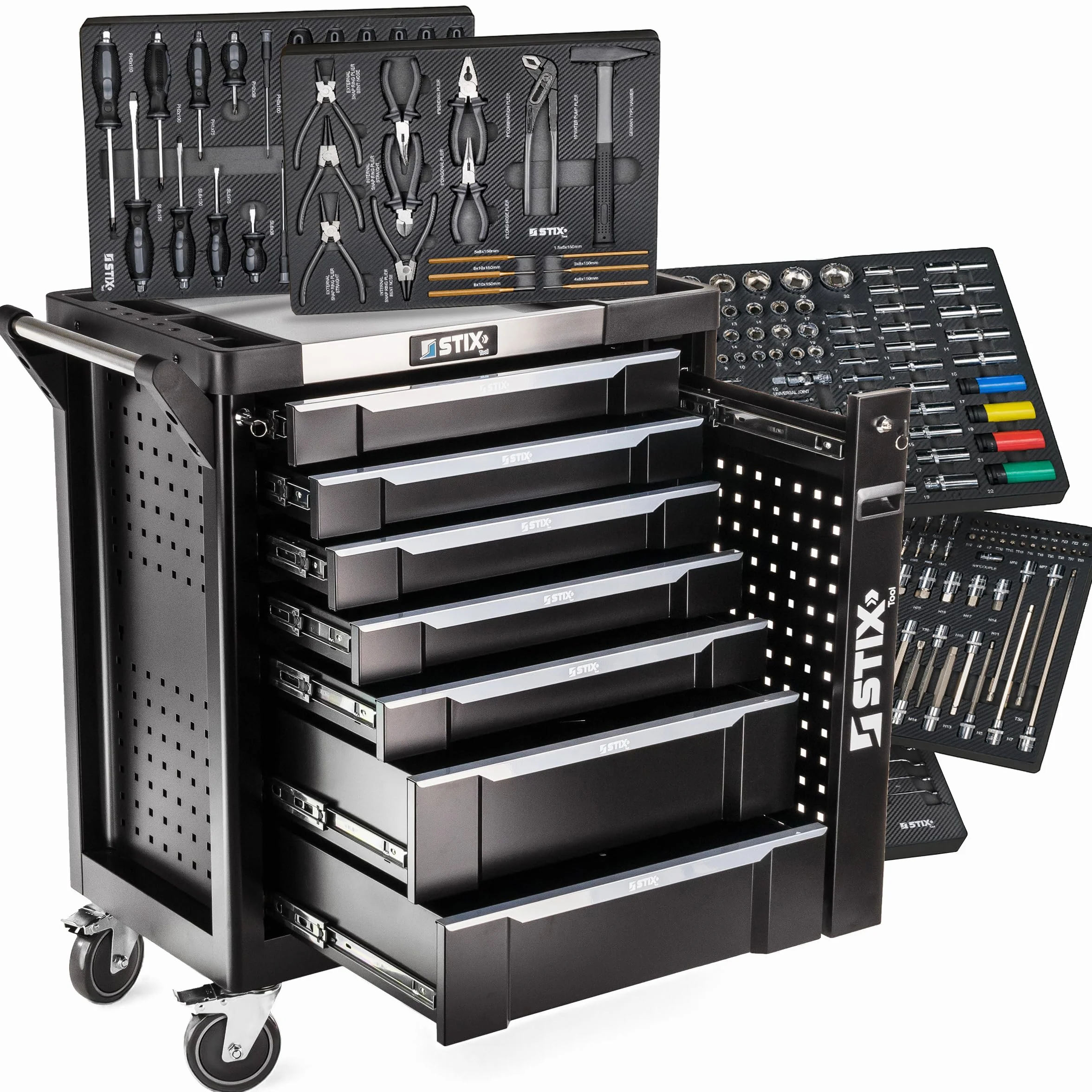 Stix UltimatePro B7/TS1 wózek warsztatowy z 267 narzędziami Cr-V, 7 szufladami, zamykany