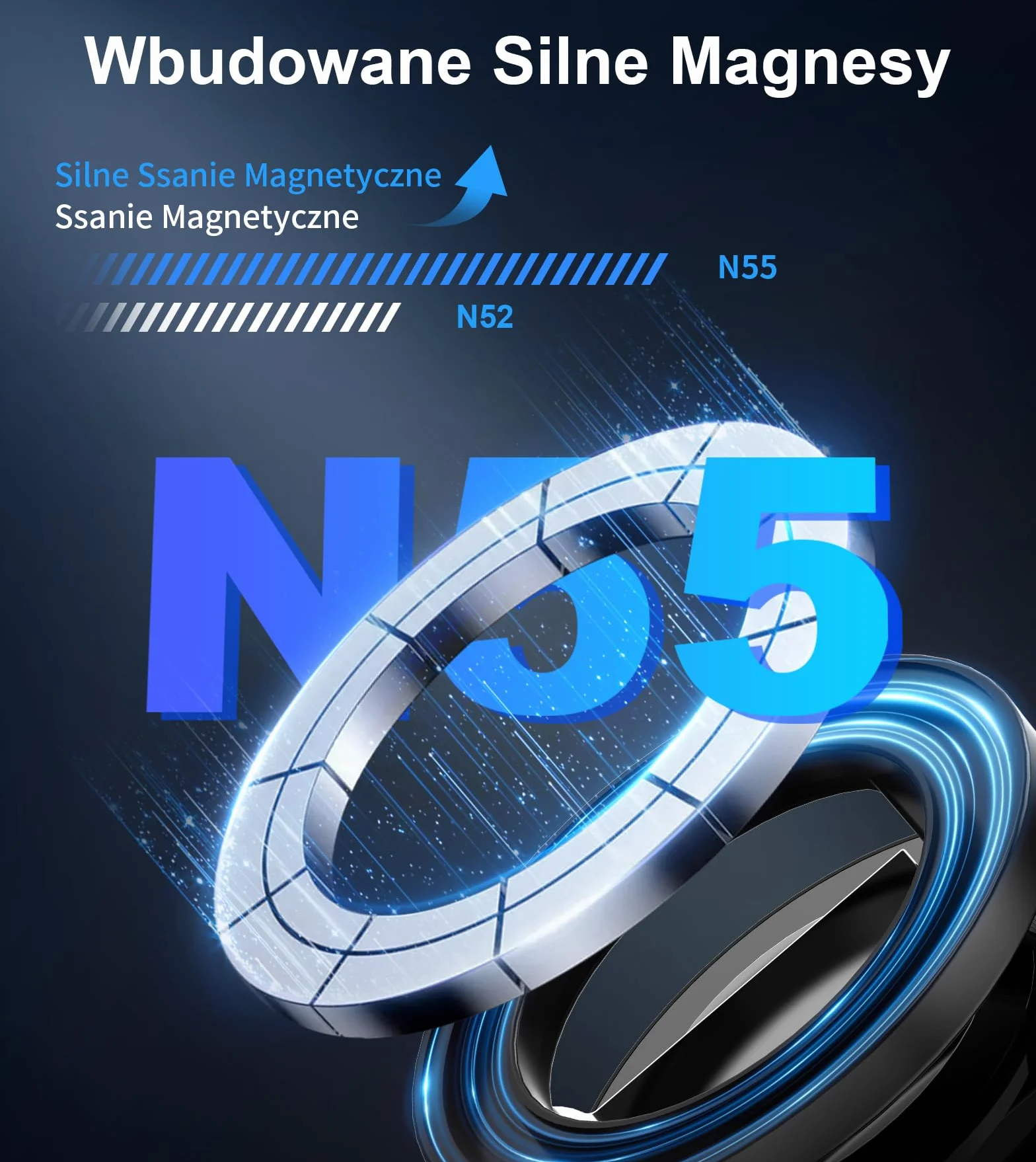 Gahenwo Magnetyczny Uchwyt Samochodowy do Telefonu Magsafe, Obracany 360°, Składany z Pierścieniem Magnetycznym