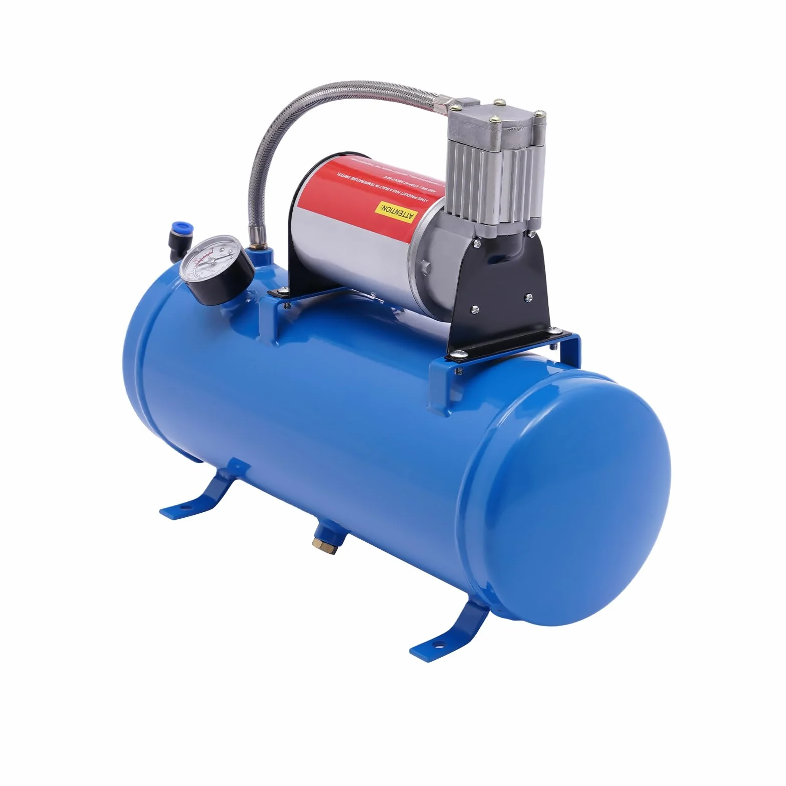 Sprężarka powietrza 12 V, 100 psi, ze zbiornikiem 6 l, przenośna i kompaktowa sprężarka powietrza | w zestawie wąż 3,8 m | maks. 8 bar
