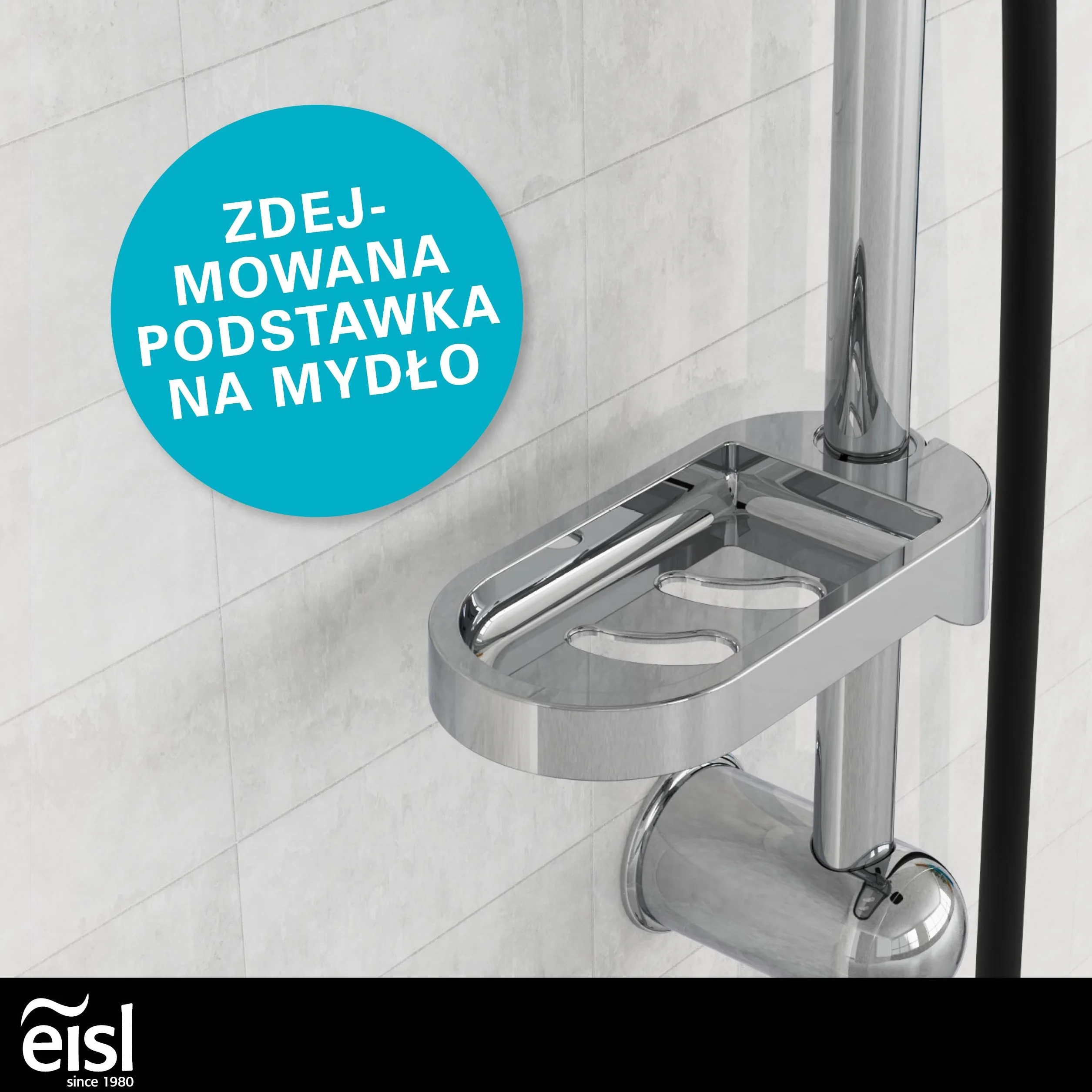 EISL Zestaw prysznicowy kolumna prysznicowa z deszczownicą 200 x 200 mm i słuchawką prysznicową, deszczownicą z uchwytem ściennym, DXLD60088CS, chrom/czarny