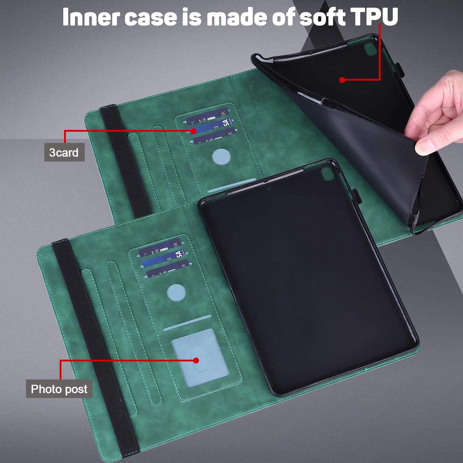 Etui na tablet Amazon Fire HD 10 13. generacji 2023 etui ochronne ze rysikiem i uchwytem na długopis - ultra cienkie etui z klapką ze skóry PU do Fire HD 10 13th 2023 etui (zielone)