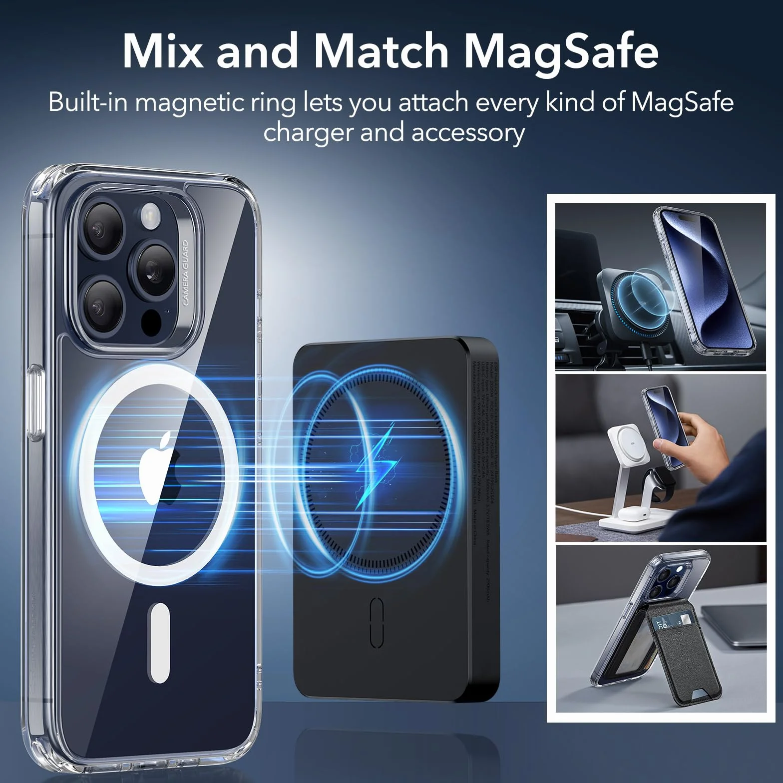 ESR Etui do iPhone 15 Pro MagSafe przezroczyste ochrona wojskowa