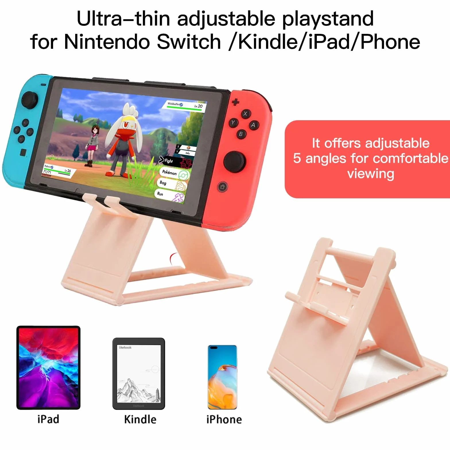 Różowa podróżna torba do przenoszenia Nintendo Switch z zestawem akcesoriów