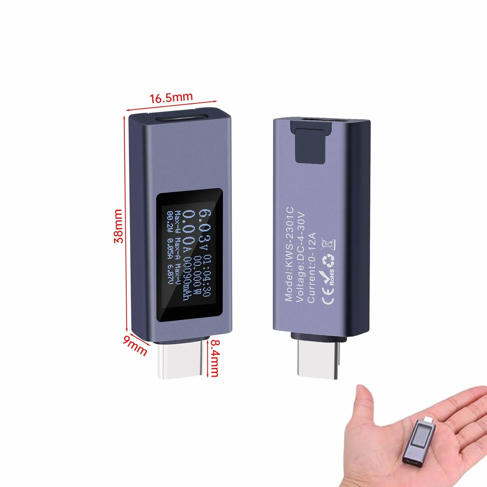 Tester USB 240 W, miernik prądu USB, miernik prądu, USB C, tester USB C, woltomierz, multimetr, miernik napięcia [USB C na USB C ]