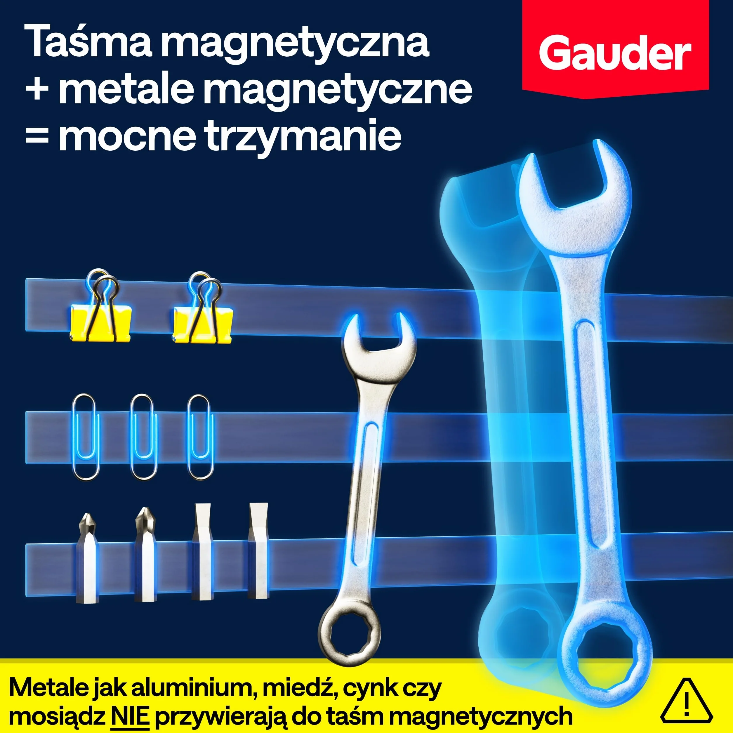 GAUDER Taśma Magnetyczna Samoprzylepna Mocna - Magnetyczny Pasek do Cięcia o Wysokiej Przyczepności - Taśma z Mocnym Klejem (3 m x 15 mm)
