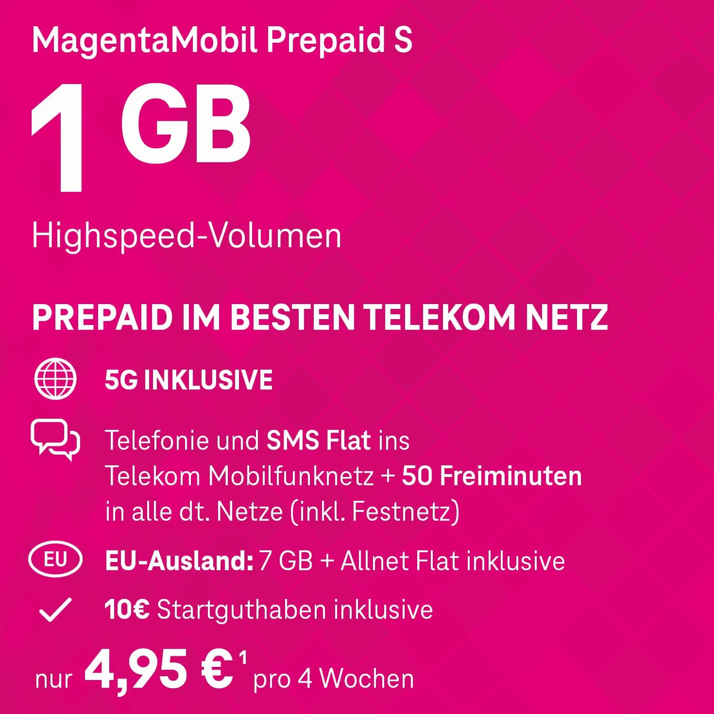 Deutsche Telekom MagentaMobil Prepaid S karta SIM 5G LTE 10 EUR