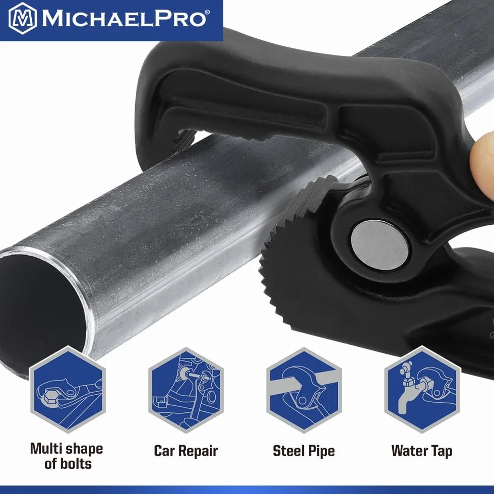 MichaelPro Samoregulujący klucz do rur, 28-calowy klucz wielofunkcyjny, regulowany klucz hydrauliczny, średnica zacisku do 28 mm, klucz regulacyjny z głowicą obrotową