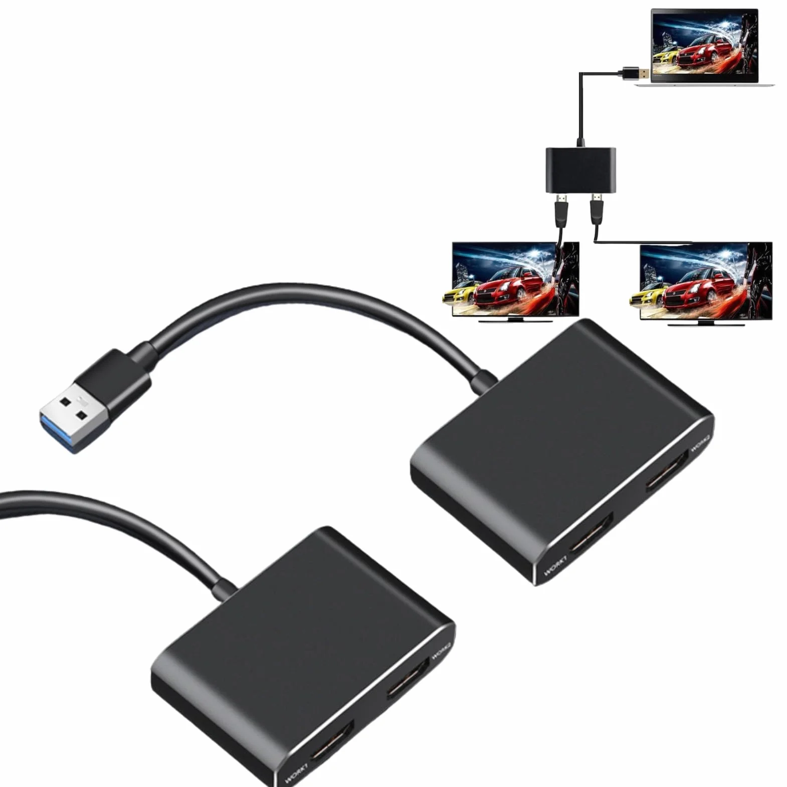 Adapter USB 3.0 na Podwójny HDMI 1920x1080P 5 Gb/s Rozdzielacz USB na 2 Monitory