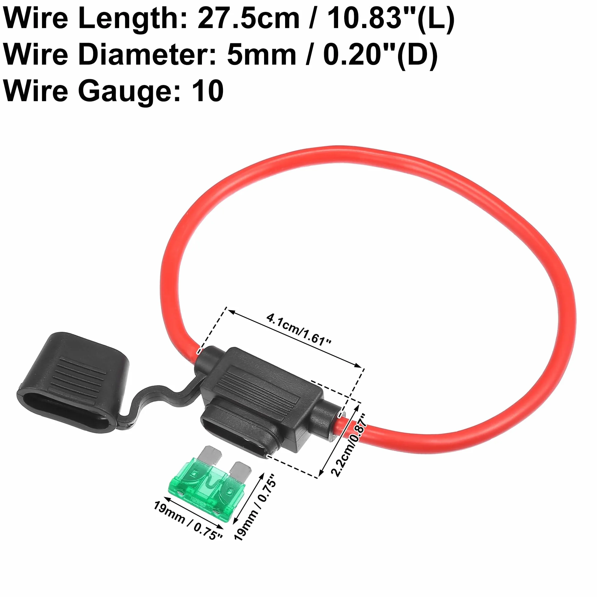 ABSOPRO 4 zestawy bezpieczników DC 12V 10AWG ATC Inline 30A