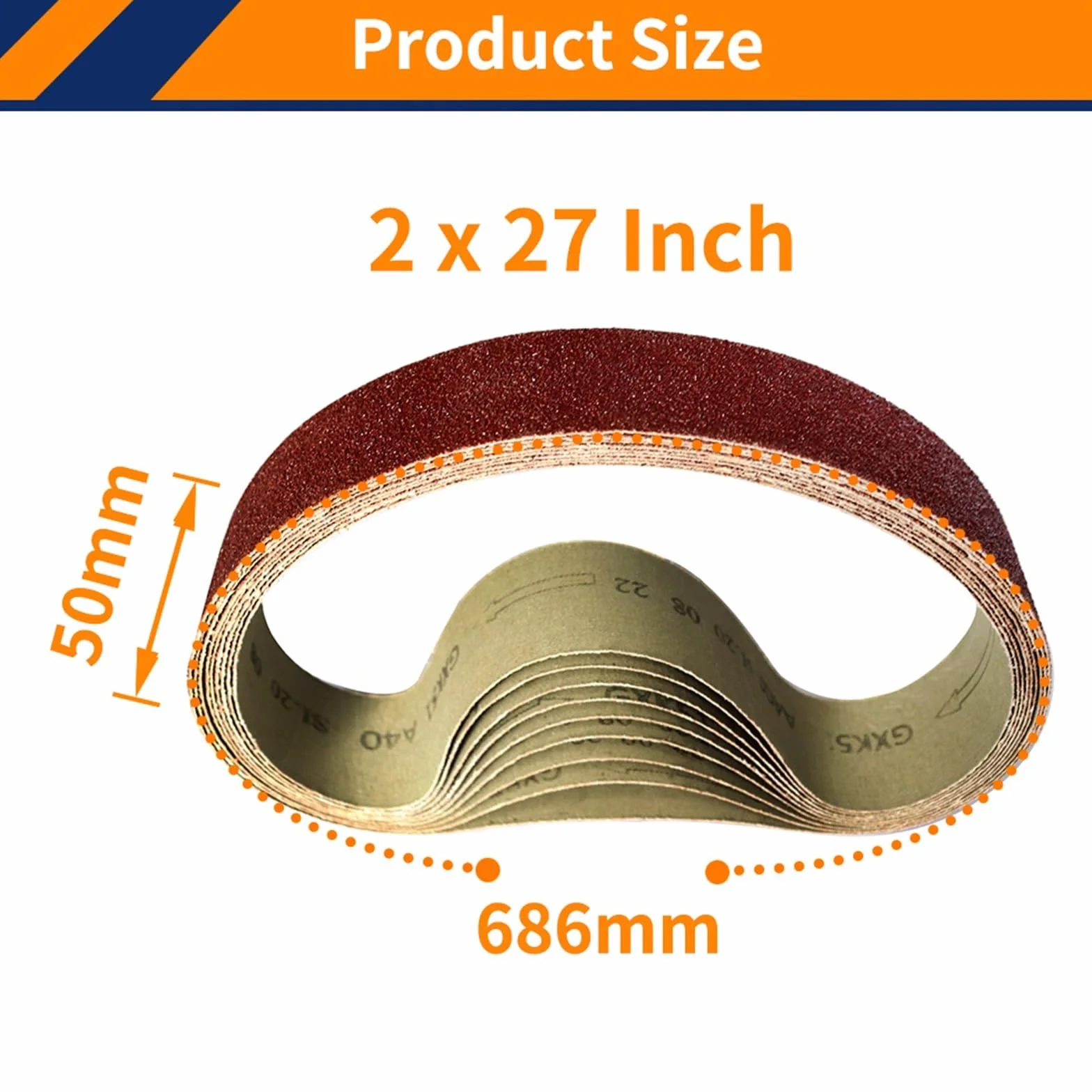 Pasy szlifierskie, Taśma szlifierska 10 szt. 50x686 mm, ziarnistość 40-1000, do szlifierek Power Rotary Tools(10pcs 320 Grit)