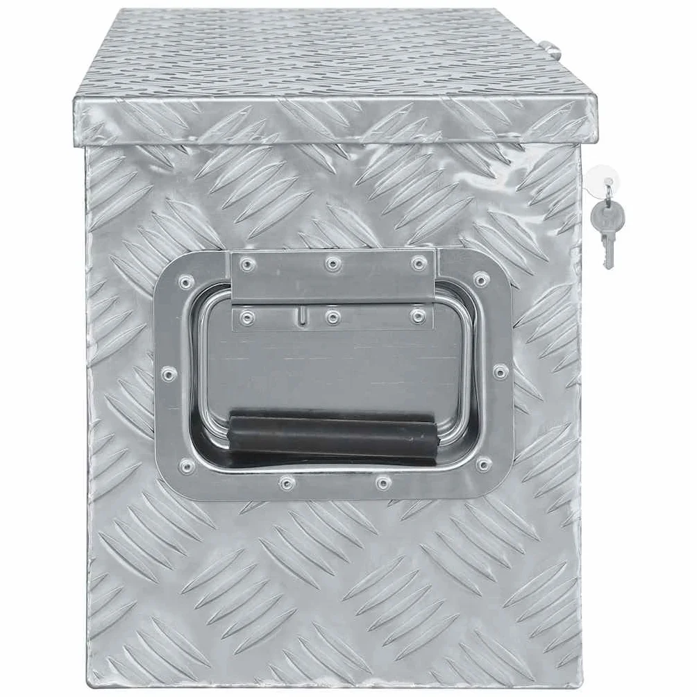 Aluminiowa skrzynka 80 × 30 × 35 cm, srebrna, lekka skrzynka narzędziowa z systemem zamykania, pojemna, nierdzewna, idealna do warsztatu, garażu, na plac budowy, gospodarstwa domowego, dla