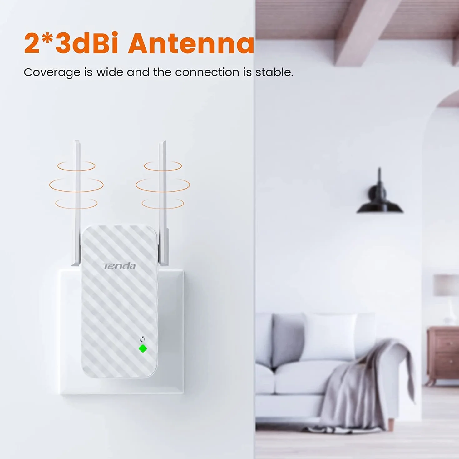 Tenda A9 N300 Wzmacniacz WLAN 300 Mbit/s Dwie Anteny Biały