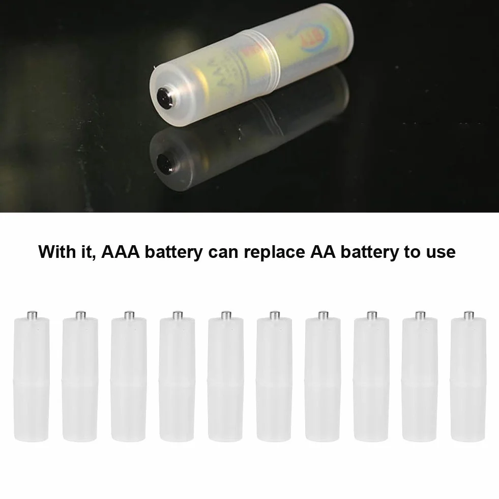 Konwerter baterii AAA na AA 10 szt. Adapter przezroczysty