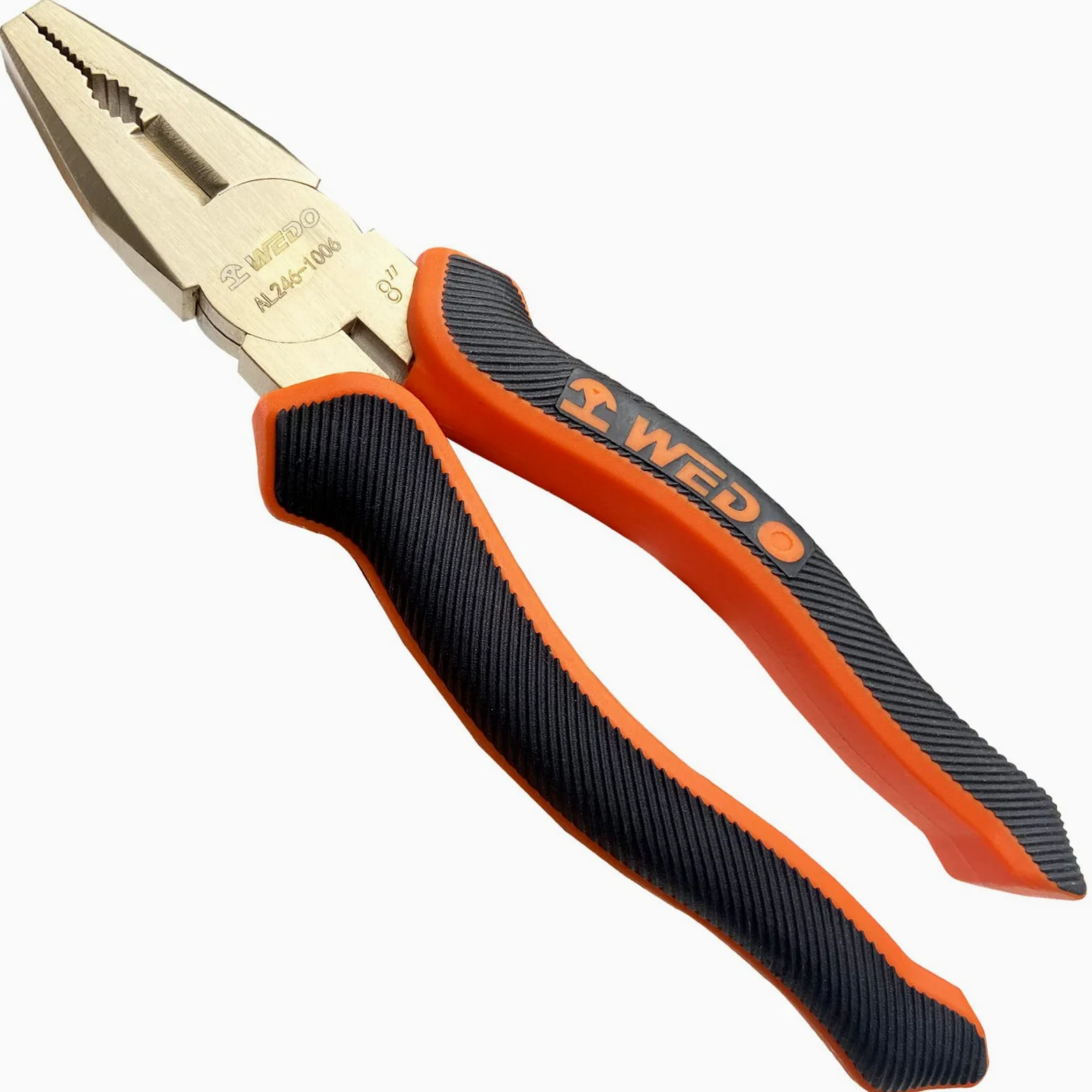 WEDO Nieiskrzące szczypce liniowe 25 cm, beziskrzące szczypce do cięcia bocznego, szczypce kombinowane, ściągacze drutu, zaciskarka, obcinarka, standard DIN, certyfikat BAM i FM, brąz aluminiowy
