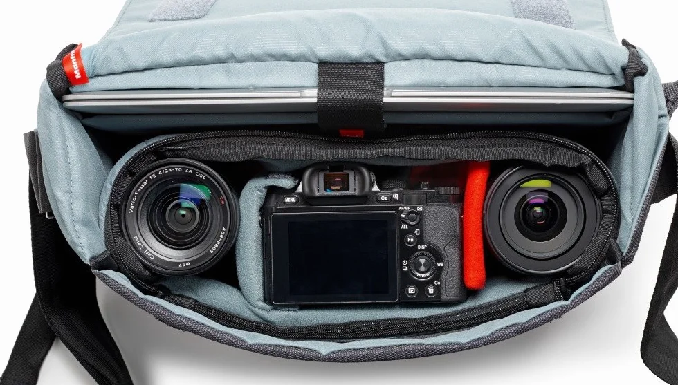 Manfrotto Manhattan Messenger Speedy 10 torba na aparat, wielofunkcyjna, do przenoszenia aparatu i akcesoriów, z wodoodpornego materiału, torba fotograficzna z kieszenią na komputer i tablet, z