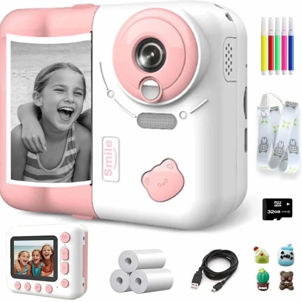 Aparat cyfrowy dla dzieci Instantanea SMILE ITEMS z natychmiastowym drukowaniem, 32 GB, różowy