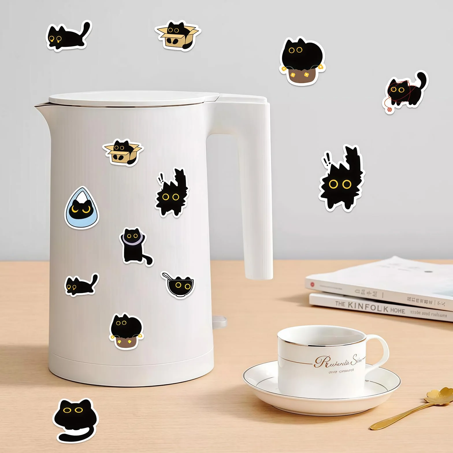 Yamobi Black Cat naklejki Kawaii 500 sztuk do scrapbookingu na laptopa