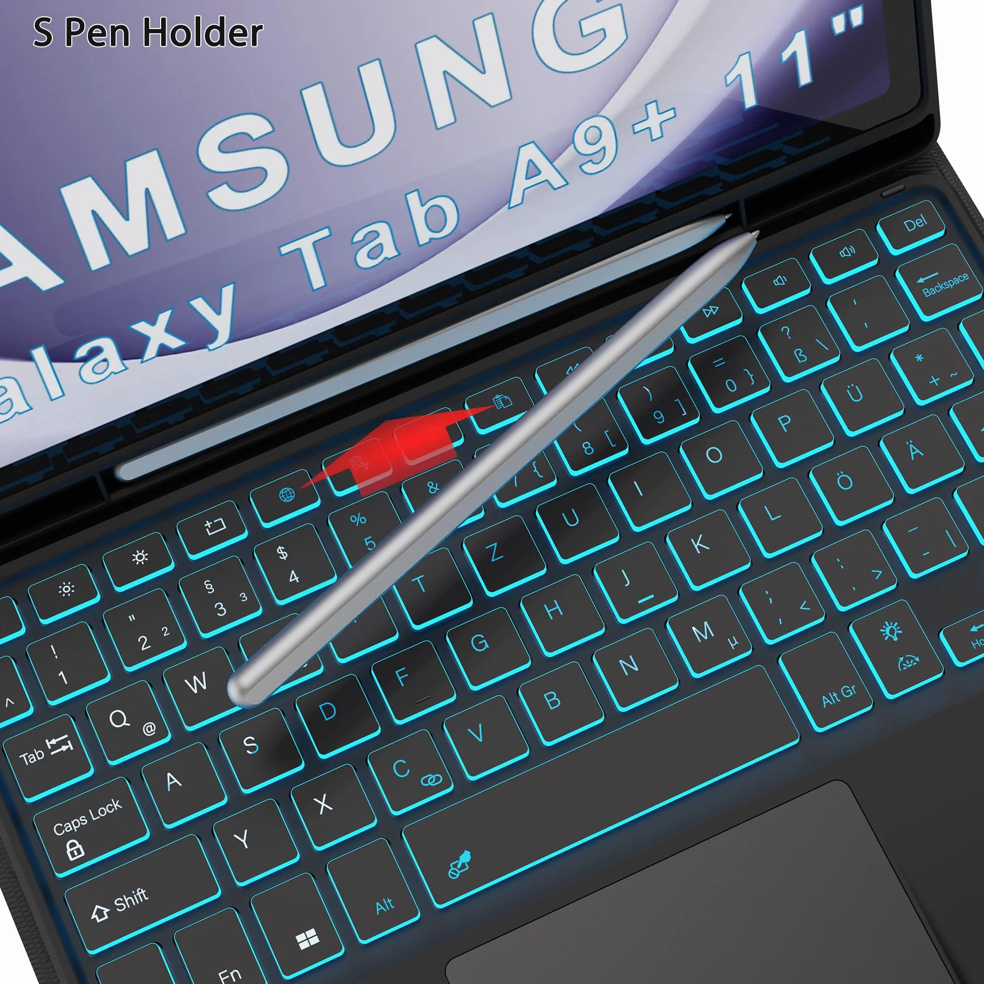 Etui do Samsung Galaxy Tab A9+ z klawiaturą QWERTZ podświetlana 11 cali